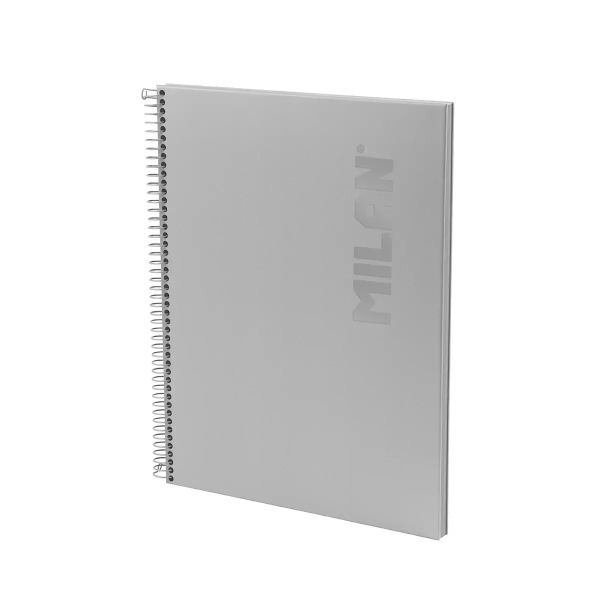 Milan Shadow Cuaderno Espiral Formato A4 Pautado 1 Linea - 80 Hojas de 95 gr/m2 Microperforadas y con 4 Taladros - Tapa Dura - Color Gris Milan Shadow Cuaderno Espiral Formato A4 Pautado 1 Linea - 80 Hojas de 95 gr/m2 Microperforadas y con 4 Taladros - Tapa Dura - Color Gris