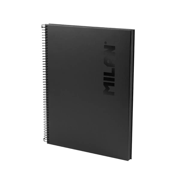 Milan Shadow Cuaderno Espiral Formato A4 Pautado 1 Linea - 80 Hojas de 95 gr/m2 Microperforadas y con 4 Taladros - Tapa Dura - Color Negro Milan Shadow Cuaderno Espiral Formato A4 Pautado 1 Linea - 80 Hojas de 95 gr/m2 Microperforadas y con 4 Taladros - Tapa Dura - Color Negro