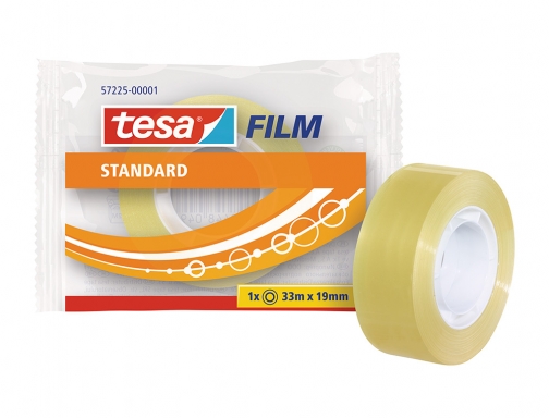 Tesa Tesafilm Standard Cinta Autoadhesiva Transparente 19mmx33m - Buena Adherencia y Alta Resistencia a la Luz UV - Sin PVC