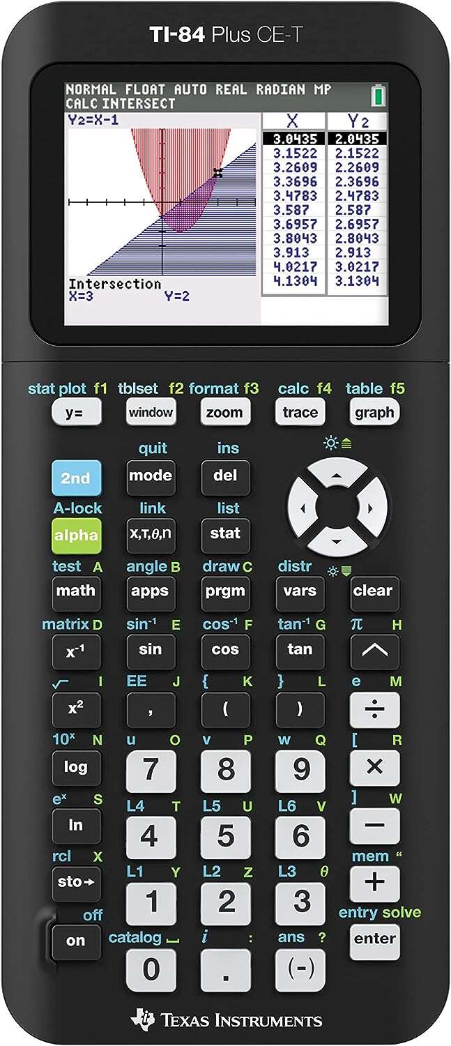 Texas-Instruments TI-84 Plus CE Calculadora Grafica - Pantalla Retroiluminada a Color - Soporta Programacion - 13 Aplicaciones Incluidas - Color Negro