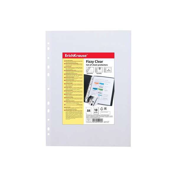 Erichkrause Fizzy Clear Pack de 10 Fundas Multitaladro A4 30mic - 11 Taladros - Acabado Rugoso - Transparente Erichkrause Fizzy Clear Pack de 10 Fundas Multitaladro A4 30mic - 11 Taladros - Acabado Rugoso - Transparente