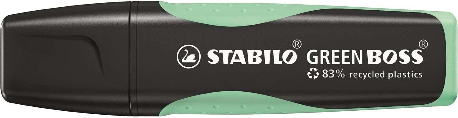 Stabilo Green Boss Pastel Marcador Fluorescente - Fabricado con un 83% de Plastico Reciclado - Trazo entre 2 y 5mm - Recargable - Color Pizca de Menta