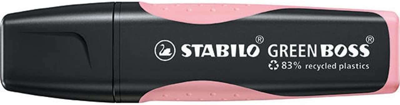 Stabilo Green Boss Pastel Marcador Fluorescente - Fabricado con un 83% de Plastico Reciclado - Trazo entre 2 y 5mm - Recargable - Color Rubor Rosa
