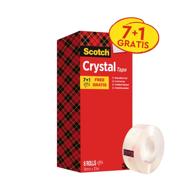 Scotch Pack de 8 Cintas Adhesivas - 19mm x 33m - Promocion 7 + 1 Gratis - Color Transparente Scotch Pack de 8 Cintas Adhesivas - 19mm x 33m - Promocion 7 + 1 Gratis - Color Transparente