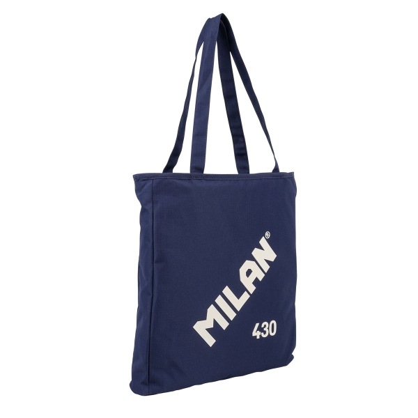Milan Coleccion 430 Bolso Shopper 7.5L - Tamaño 38x36x6,5cm - Asa Larga 27cm - Tejido \'ripstop\' - Color Azul Marino