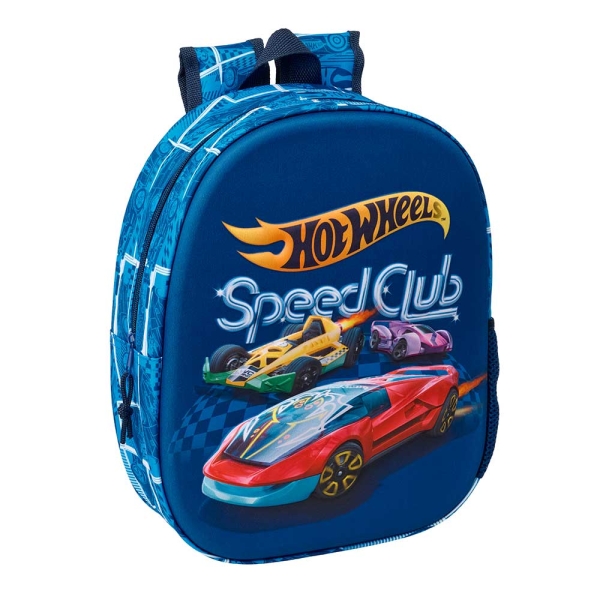 Safta Hot Wheels Mochila 3D - Portabotellas - Hombreras Acolchadas - Asa de Mano Superior - 27x33x10cm - Color Azul Marino Safta Hot Wheels Mochila 3D - Portabotellas - Hombreras Acolchadas - Asa de Mano Superior - 27x33x10cm - Color Azul Marino