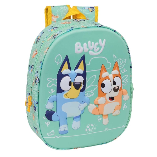 Safta Bluey Mochila 3D - Portabotellas - Hombreras Acolchadas - Asa de Mano Superior - 27x33x10cm - Color Menta Safta Bluey Mochila 3D - Portabotellas - Hombreras Acolchadas - Asa de Mano Superior - 27x33x10cm - Color Menta