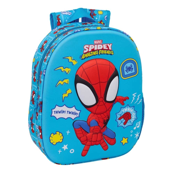 Safta Spidey Mochila 3D - Portabotellas - Hombreras Acolchadas - Asa de Mano Superior - 27x33x10cm - Color Azul Safta Spidey Mochila 3D - Portabotellas - Hombreras Acolchadas - Asa de Mano Superior - 27x33x10cm - Color Azul