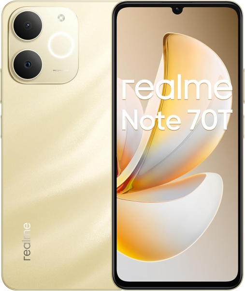 Realme Note 70T Smartphone Pantalla Amoled 6.75\"- 90Hz - 4GB - 256GB - Bateria 6000mAh - Color Dorado