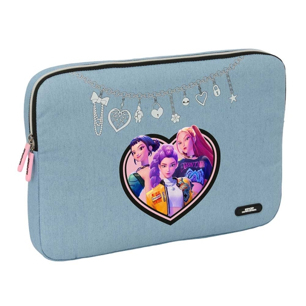 Safta K-Pop Demon Hunters Huntr/X Funda para Portatil hasta 15.6\" - Interior Acolchado - Cremallera con Doble Cursor - 39.5x27.5x3.5cm - Color Azul Claro