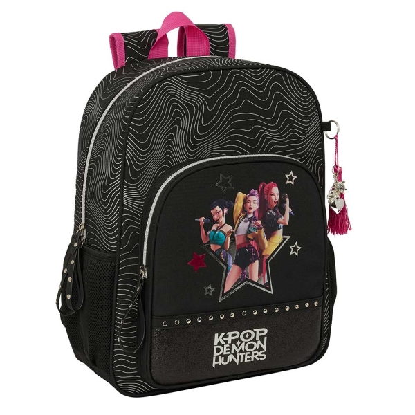 Safta K-Pop Demon Hunters Energy Mochila - Adaptable a Carro - Bolsillo Frontal - Portabotellas - Cremallera con Doble Tirador - Asa de Mano - Espalda Acolchada - 33x42x14cm - Color Negro y Rosa Safta K-Pop Demon Hunters Energy Mochila - Adaptable a Carro - Bolsillo Frontal - Portabotellas - Cremallera con Doble Tirador - Asa de Mano - Espalda Acolchada - 33x42x14cm - Color Negro y Rosa