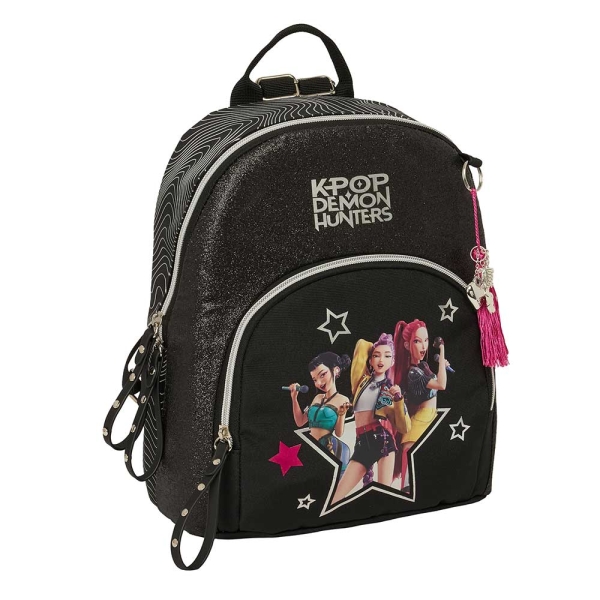 Safta K-Pop Demon Hunters Energy Mini Mochila - Bolsillo Frontal y Trasero - Cremallera - Hombreras Ajustables - Asa Superior - Compacta y Ligera - 25x30x13cm - Color Negro Safta K-Pop Demon Hunters Energy Mini Mochila - Bolsillo Frontal y Trasero - Cremallera - Hombreras Ajustables - Asa Superior - Compacta y Ligera - 25x30x13cm - Color Negro
