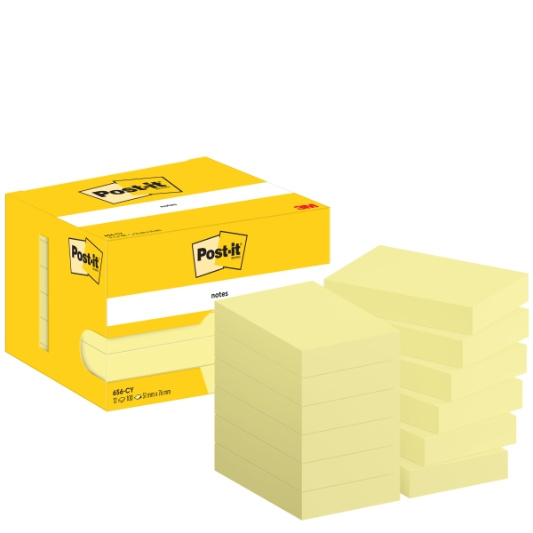 Post-It Pack de 12 Blocs de 100 Notas Adhesivas Reposicionables - Forma Rectangular - 51x76mm - Color Amarillo Claro Post-It Pack de 12 Blocs de 100 Notas Adhesivas Reposicionables - Forma Rectangular - 51x76mm - Color Amarillo Claro