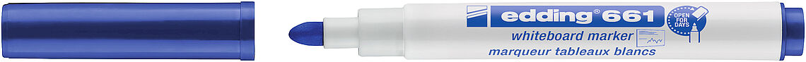 Edding 661 Rotulador para Pizarra Blanca - Punta Redonda - Trazo entre 1 y 2 mm. - Tinta Pigmentada - Borrable en Seco - Color Azul