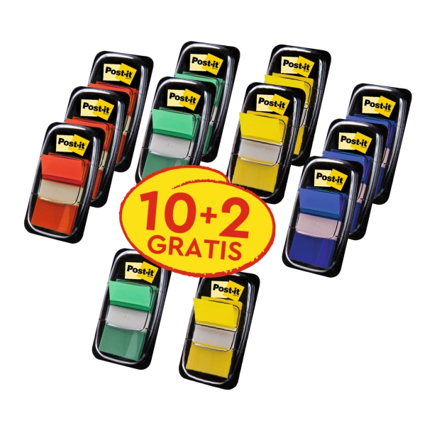 Post-It Index Pack de 12 Dispensadores con 50 Marcadores de Indice Reposicionables - Forma Rectangular - Colores Surtidos Post-It Index Pack de 12 Dispensadores con 50 Marcadores de Indice Reposicionables - Forma Rectangular - Colores Surtidos