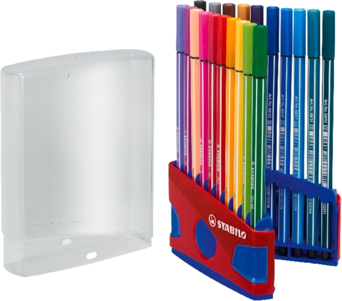 Stabilo Premium Pen 68 Estuche con 20 Rotuladores - Punta de Fibra - Trazo de 1mm aprox. - Alto Brillo y Luminosidad de Color - Colores Surtidos
