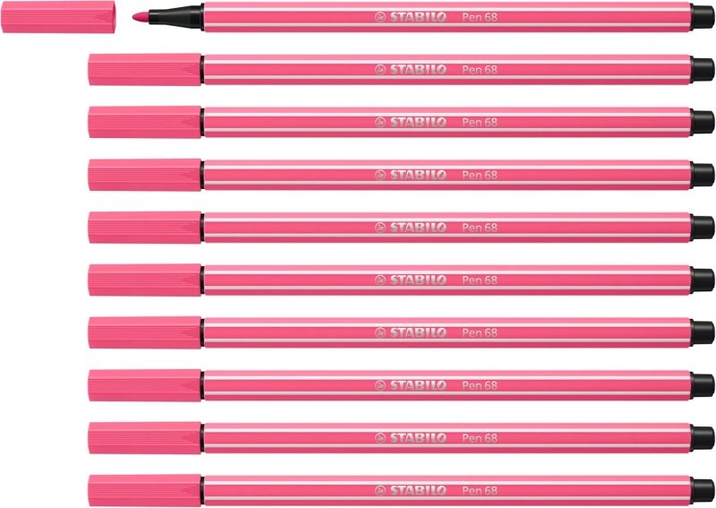 Stabilo Pen 68 Rotulador de Punta de Fibra - Trazo de 1mm aprox. - Tinta con Base de Agua - Color Rosa