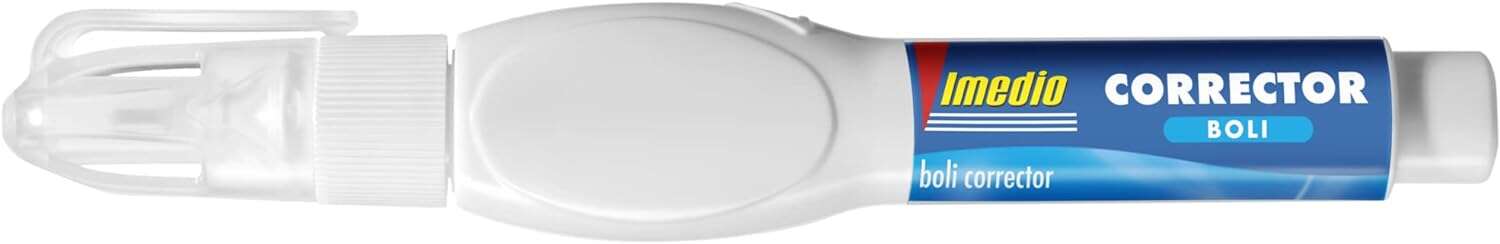 Imedio Boligrafo Corrector 8ml - Cuerpo Blando, Facil de Apretar - Punta Metalica para una Aplicacion Precisa - Secado Rapido