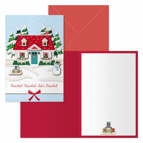 Dohe Home Pack de 6 Tarjetas de Felicitacion Navideña con Sobre - Tamaño Cerrada 11.5x17cm, Abierta 23x17cm - Papel Offset - Impresas a todo Color