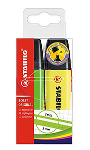 Stabilo Boss 70 Pack de 2 Marcadores Fluorescentes - Trazo entre 2 y 5mm - Recargable - Tinta con Base de Agua - Colores Surtidos