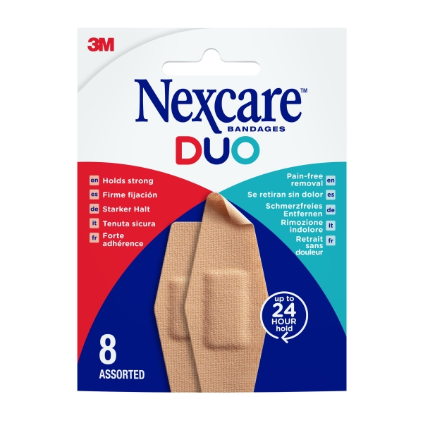 Nexcare Duo Pack de 8 Apositos Surtidos - Retirada Sin Dolor - Resistente al Agua - Transpirable - Color Piel Nexcare Duo Pack de 8 Apositos Surtidos - Retirada Sin Dolor - Resistente al Agua - Transpirable - Color Piel