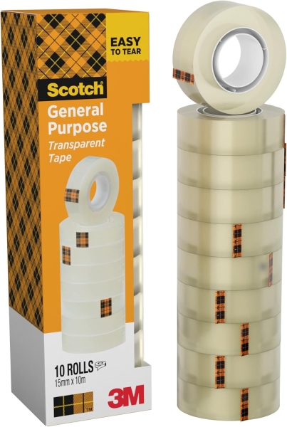 Scotch 508 Pack de 10 Cintas Adhesivas 15mm x 10m - Transparente Scotch 508 Pack de 10 Cintas Adhesivas 15mm x 10m - Transparente
