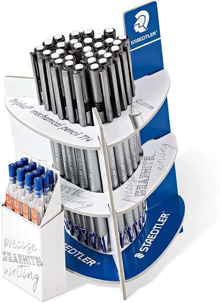 Staedtler Triplus Micro 774 Expositor con 30 Portaminas + 12 Tubos de Minas Mars Micro 250 05-HB
