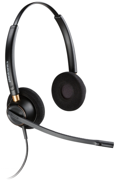 Plantronics/Poly EncorePro 520 Auriculares con Microfono - Conexion QD - Cancelacion de Ruido - Almohadillas Acolchadas - Color Negro