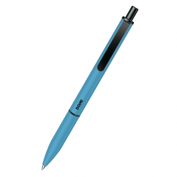 Dohe Elegance Pack de 4 Boligrafos - Punta Fina de 0,5mm - Fabricados en Aluminio - Tacto Soft - Color Azul