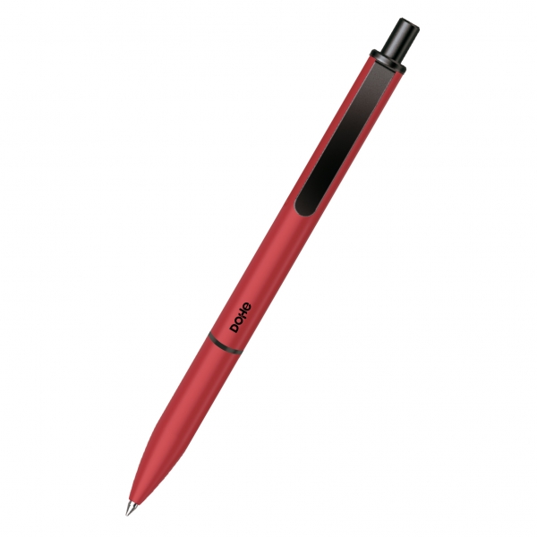 Dohe Elegance Pack de 4 Boligrafos - Punta Fina de 0,5mm - Fabricados en Aluminio - Tacto Soft - Color Burdeos