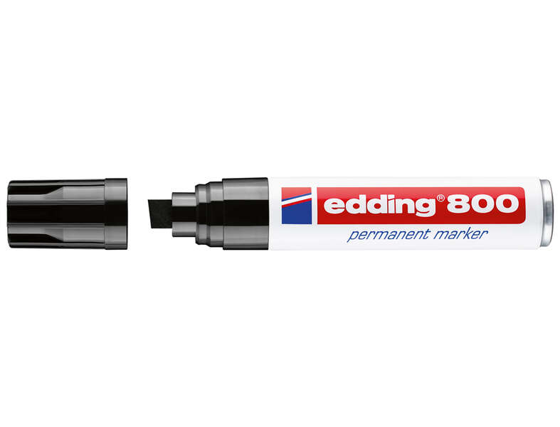 Edding 800 Rotulador Permanente - Punta Biselada - Trazo entre 4 y 12 mm. - Recargable - Secado Instantaneo - Color Negro