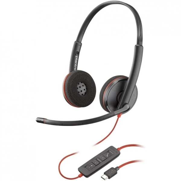 Plantronics/Poly Blackwire C5220 USB-C Auriculares con Microfono - Almohadillas Acolchadas - Controles en Cable - Color Negro