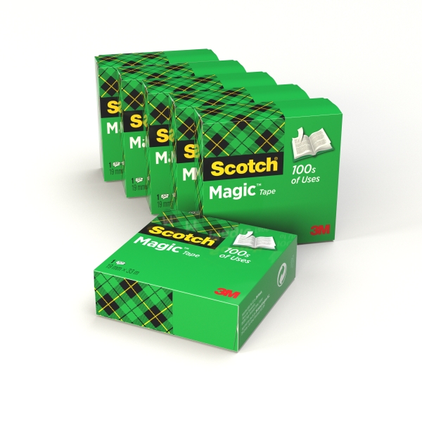 Scotch Magic Pack de 6 Cintas Adhesivas Invisible - 19mm x 33m - Color Transparente Scotch Magic Pack de 6 Cintas Adhesivas Invisible - 19mm x 33m - Color Transparente