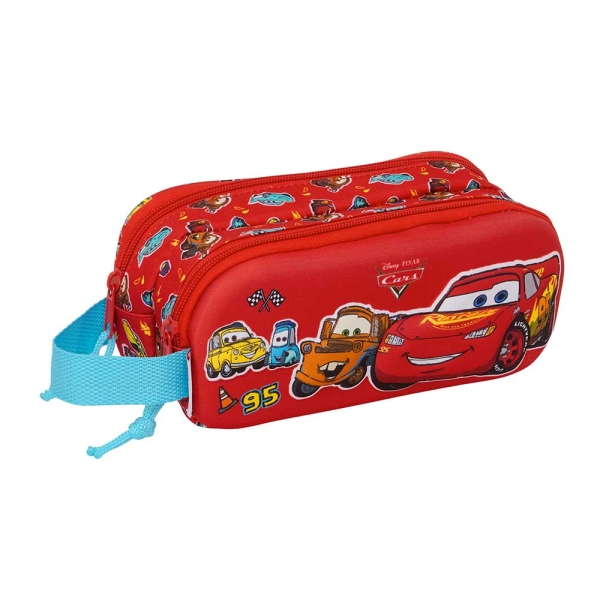 Safta Cars Portatodo 3D - 2 Compartimentos con Cremallera - Asa Lateral - Capacidad 1L - 21x8x6cm - Color Rojo Safta Cars Portatodo 3D - 2 Compartimentos con Cremallera - Asa Lateral - Capacidad 1L - 21x8x6cm - Color Rojo