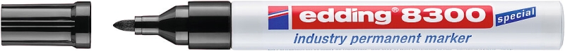 Edding 8300 Rotulador Permanente Industrial - Punta Redonda 1.5-3mm - Tinta Resistente al Desgaste, Roce y Luz - Color Negro