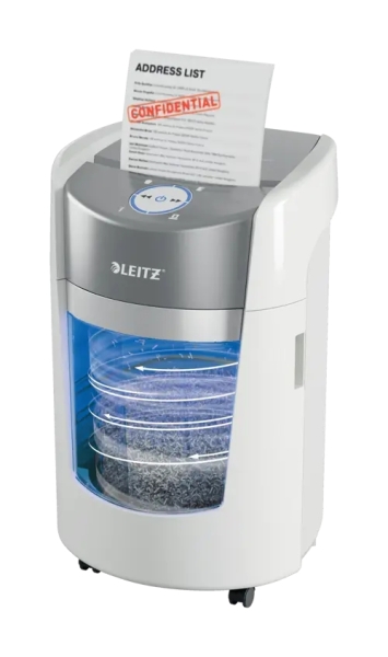 Leitz IQ OptiMax Home Office 350 Destructora de Papel Manual DIN P5 - Destruye hasta 8 Hojas - Tiempo de Funcionamiento Continuo 20m - Papelera de 22L con Tecnologia de Giro - Color Blanco/Gris Leitz IQ OptiMax Home Office 350 Destructora de Papel Manual DIN P5 - Destruye hasta 8 Hojas - Tiempo de Funcionamiento Continuo 20m - Papelera de 22L con Tecnologia de Giro - Color Blanco/Gris