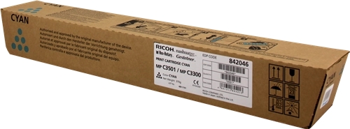 Ricoh Aficio MP-C2800/MP-C3300/MP-C3001/MP-C3501 Cyan Cartucho de Toner Original - 841127/842046/841427 Ricoh Aficio MP-C2800/MP-C3300/MP-C3001/MP-C3501 Cyan Cartucho de Toner Original - 841127/842046/841427