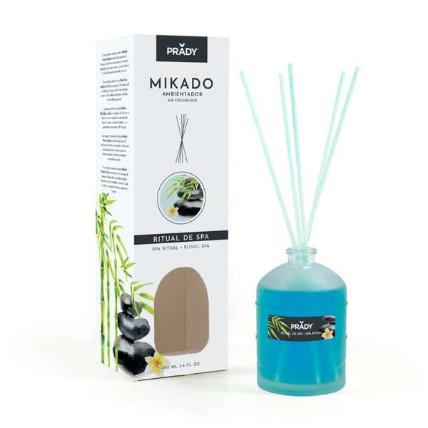 Prady Ambientador Mikado Ritual de SPA - Frasco de Cristal 100ml y Varitas Difusoras Prady Ambientador Mikado Ritual de SPA - Frasco de Cristal 100ml y Varitas Difusoras