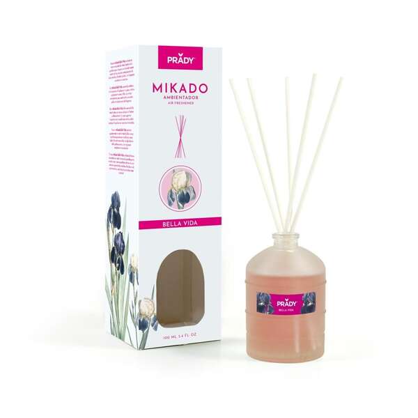 Prady Ambientador Mikado Belle Epoque - Frasco de Cristal 100ml y Varitas Difusoras Prady Ambientador Mikado Belle Epoque - Frasco de Cristal 100ml y Varitas Difusoras
