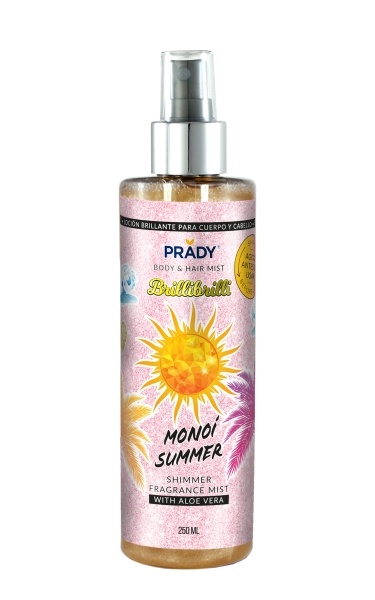 Prady Brilli Brilli Body & Hair Mist Monoi Summer - Frasco de 250 ml - Spray Pulverizador Prady Brilli Brilli Body & Hair Mist Monoi Summer - Frasco de 250 ml - Spray Pulverizador