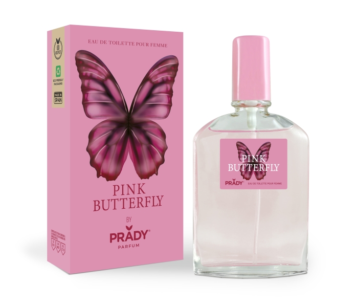 Prady Colonia de Mujer Pink Butterfly - Frasco de 90 ml - Spray Pulverizador