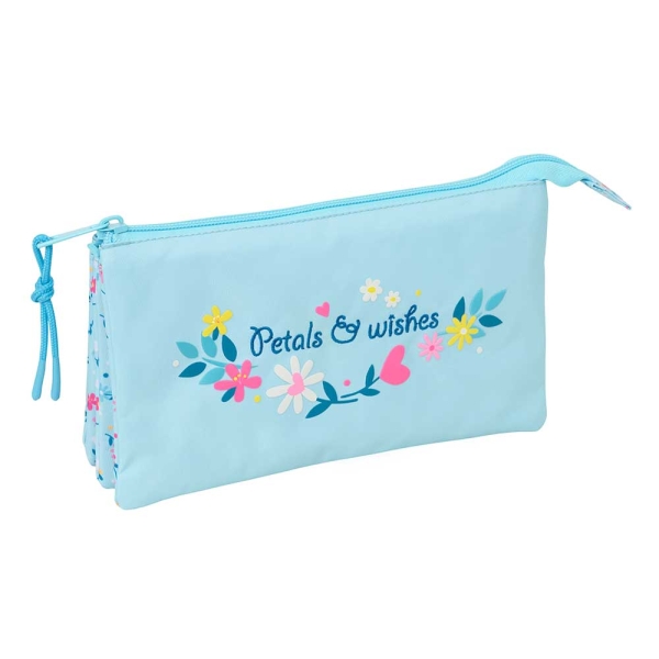 Safta Blackfit8 Petalos Portatodo - 3 Compartimentos con Cremallera - Bolsillo Interior Central - 22x12x3cm - Color Azul Claro Safta Blackfit8 Petalos Portatodo - 3 Compartimentos con Cremallera - Bolsillo Interior Central - 22x12x3cm - Color Azul Claro