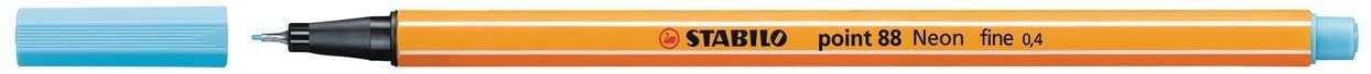 Stabilo Point 88 Rotulador de Punta Fina de Fibra - Trazo de 0.4 mm - Tinta con Base de Agua - Color Azul Neon