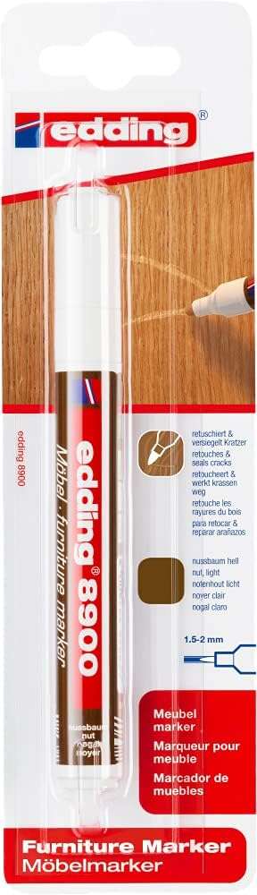 Edding 8900 Rotulador Permanente para Muebles - Punta Redonda 1.5-2mm - Resistente a la Luz - Secado Rapido - Color Nogal Claro