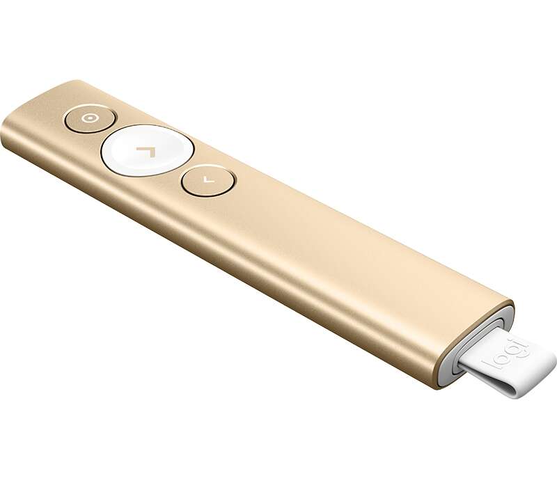 Logitech Spotlight Presentador Inalambrico - Radio de Accion 30m - Vibracion - Color Oro