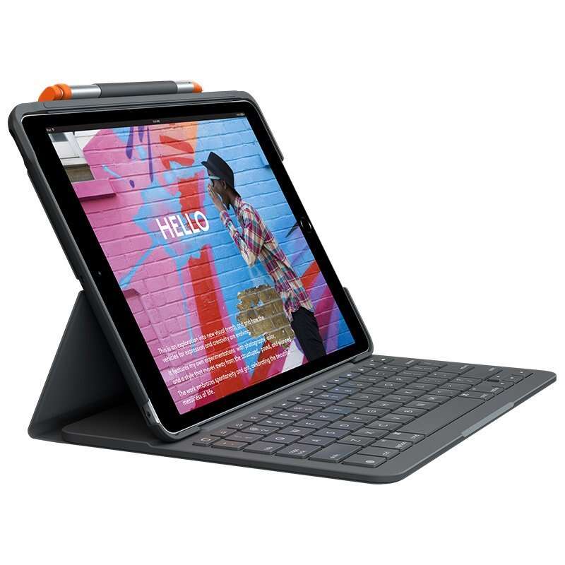 Logitech Slim Folio Funda con Teclado Bluetooth para iPad 7ª y 8ª Generacion 10.2\" - Escritura, Dibujo y Lectura - Color Gris