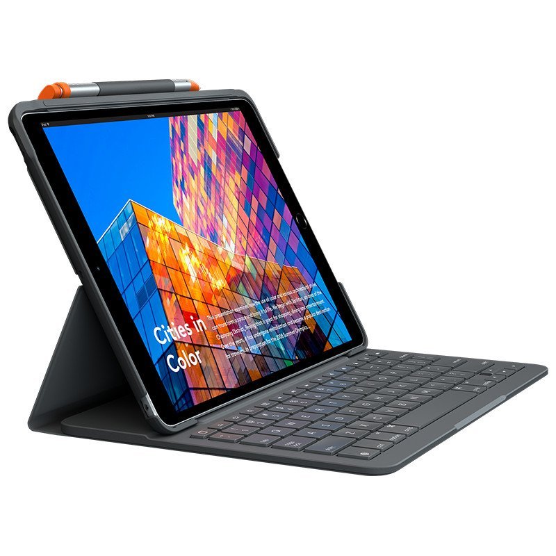 Logitech Slim Folio Funda con Teclado Bluetooth para iPad Air 3ª Generacion 10.2\" - Escritura Comoda - Color Gris