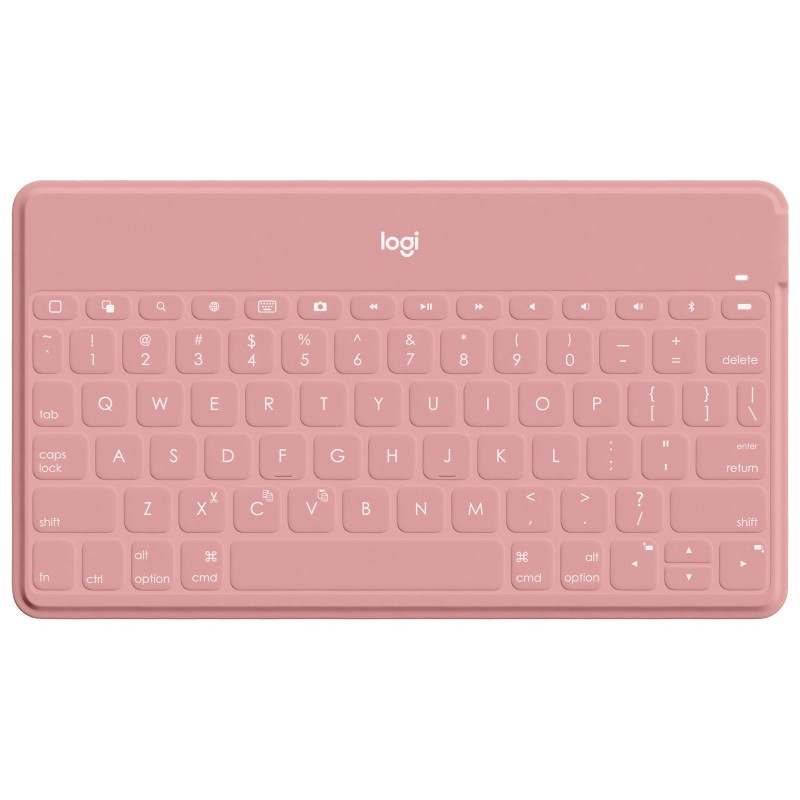 Logitech Keys to Go Teclado Bluetooth para iPhone, iPad y Apple TV - Teclas de Acesso Directo - Base para Smartphone - Ultraligero - Proteccion Antiderrames - Color Rosa