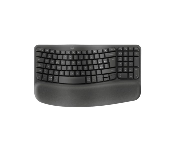 Logitech Wave Keys Teclado Inalambrico Ondulado - Indicadores Luminosos - Patas Ajustables - Autonomia hasta 36 Meses - Reposa Muñecas Acolchado