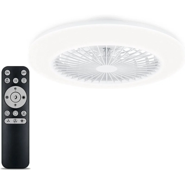 Philips Amigo Flat Fan Ceiling IR RD Ventilador de Techo con Luz LED Hasta 6500K - Aspas Integradas - 20W Ventilador + 42W Luz - Mando a Distancia - Color Blanco